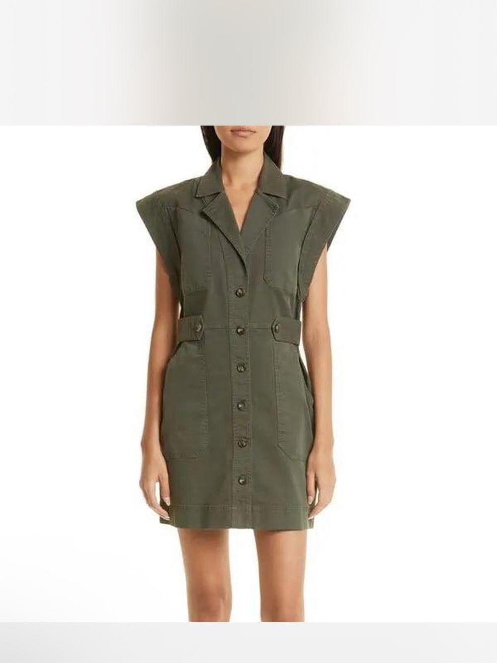 Veronica Beard Olive Green Sleeveless Utility Mini Dress
